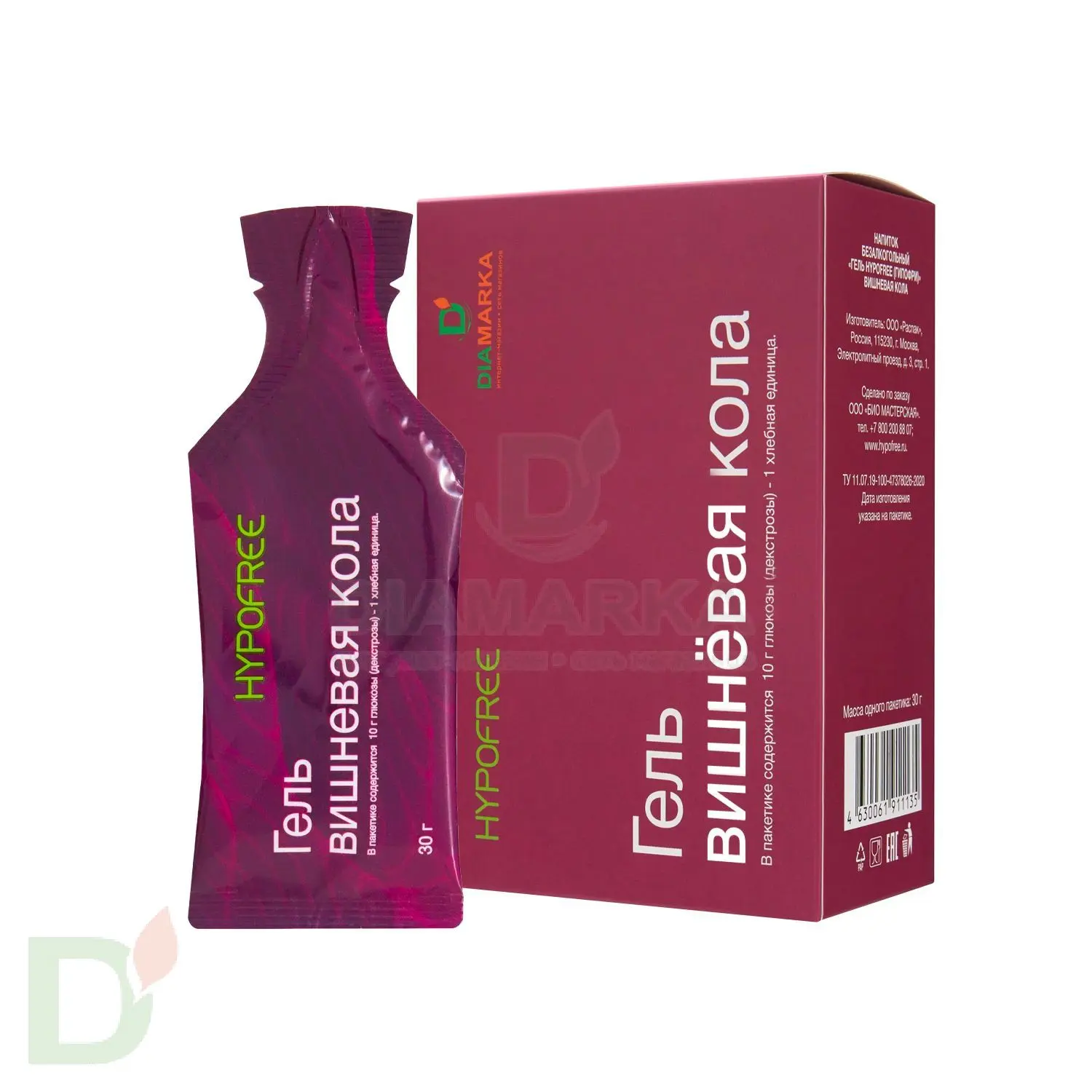 Гель HYPOFREE DIAMARKA 1ХЕ Вишневая Кола, мягкая упаковка, 10 саше по 30мл в Волгограде