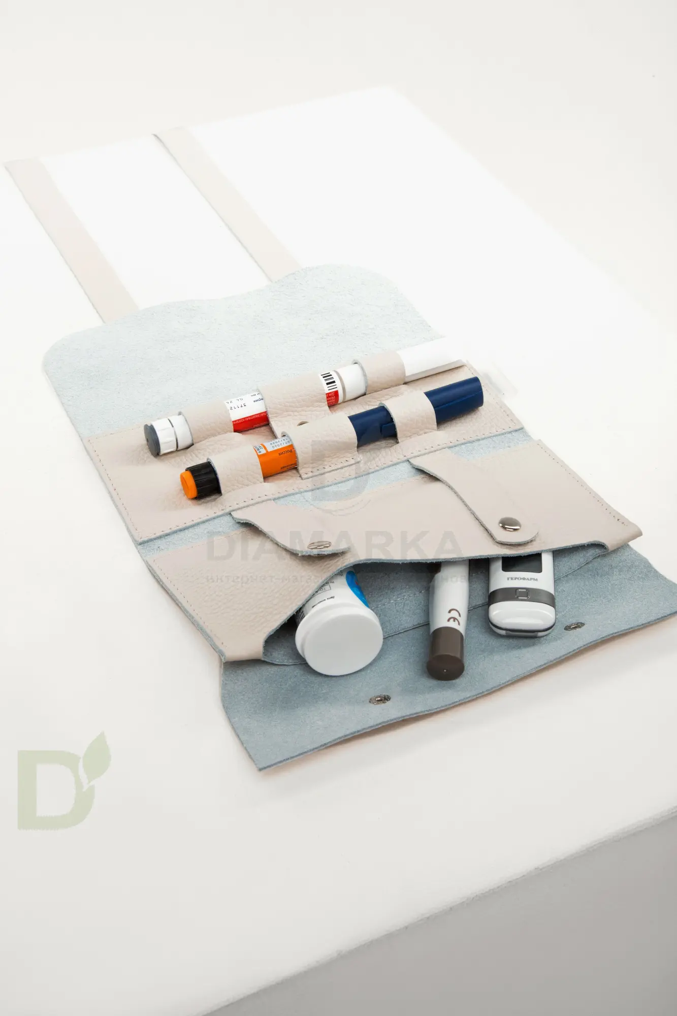 Чехол - скрутка диабетический Jaskier dia bags бежевый, натуральная кожа