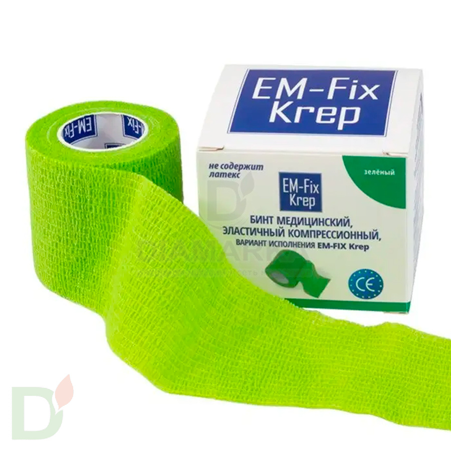 Бинт эластичный когезивный EM-fix krep Лайм, 5 см х 4,5 м в Волгограде