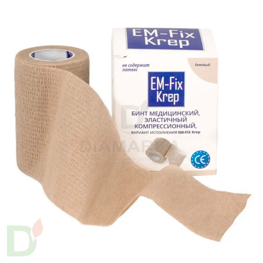 Бинт эластичный когезивный EM-Fix krep бежевый, 7,5 см х 4,5 м в Волгограде