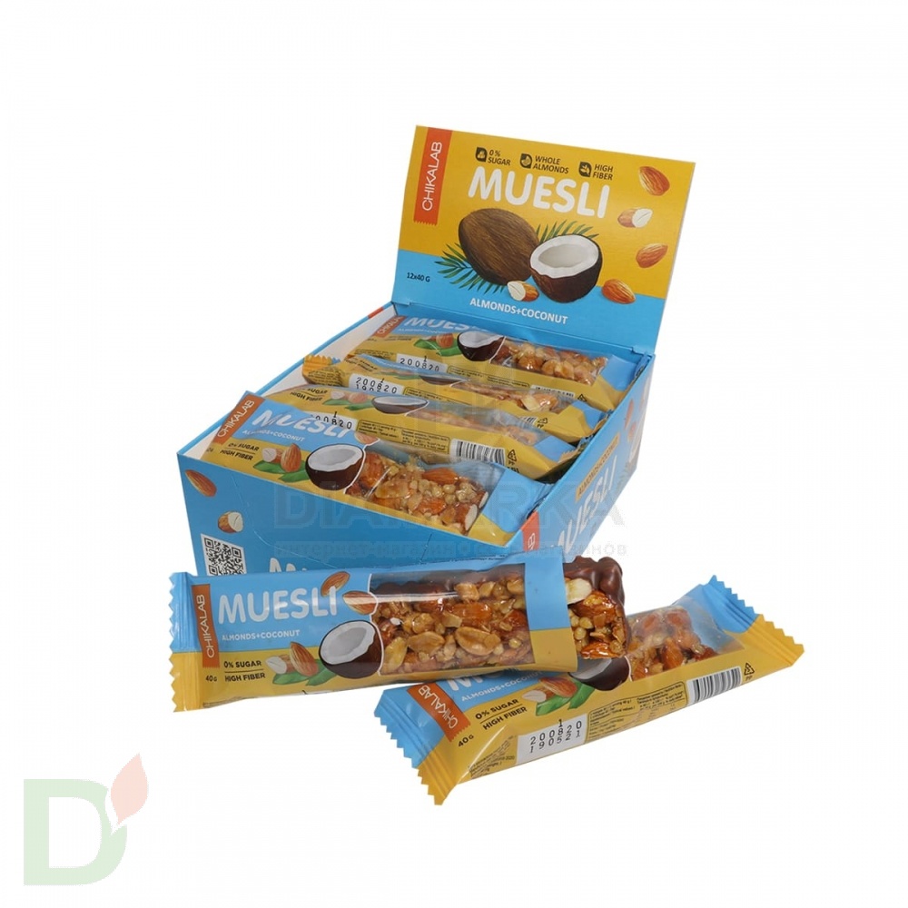 Батончик мюсли CHIKALAB миндальный с кокосом 40 гр.