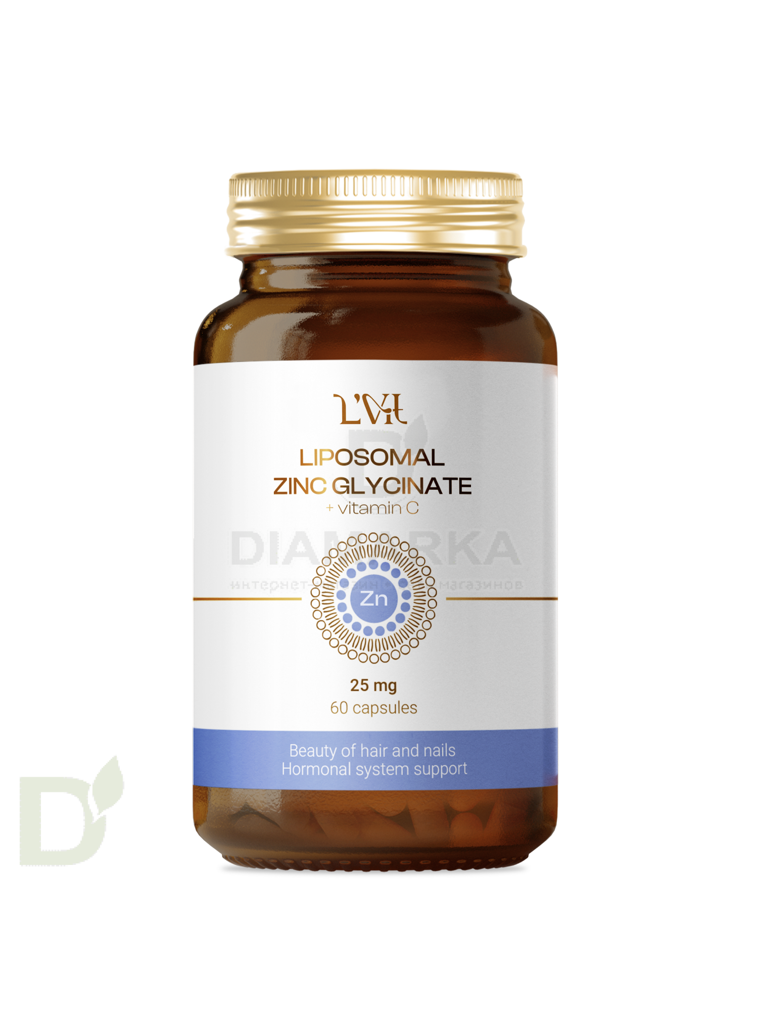 Витамины L'Vit Liposomal Zinc Glycinate + Vitamin C, 25 мг в 1 капсуле, 60 капс в Волгограде