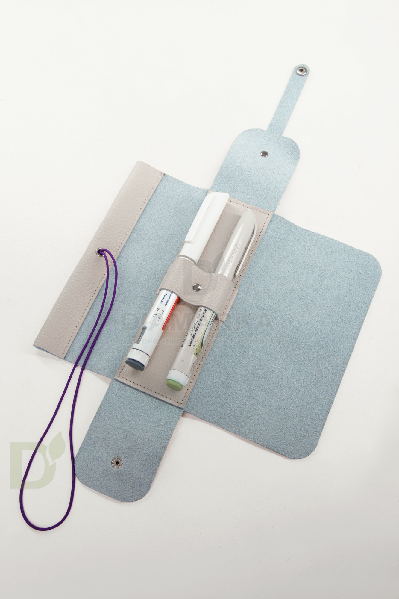 Чехол - скрутка для инсулиновых шприцов Jaskier dia bags бежевый, натуральная кожа