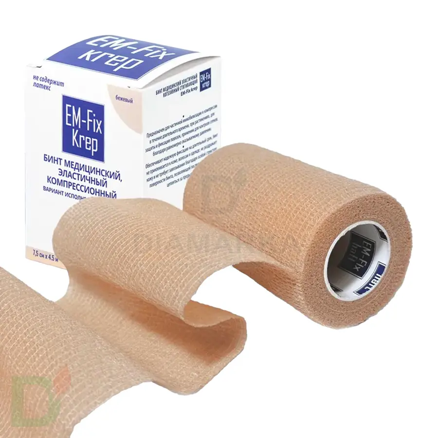 Бинт эластичный когезивный EM-Fix krep бежевый, 7,5 см х 4,5 м в Волгограде