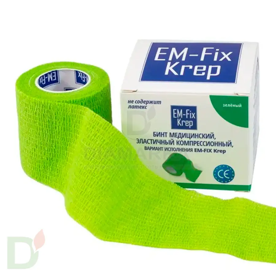 Бинт эластичный когезивный EM-fix krep Лайм, 5 см х 4,5 м в Волгограде