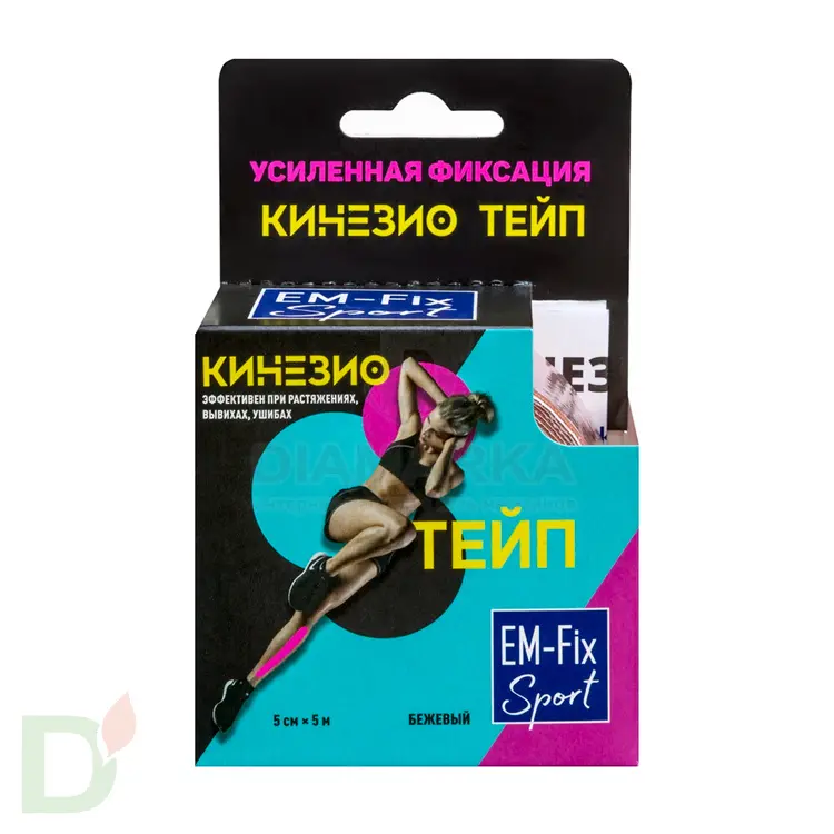 Тейп EM-Fix Sport, 5 см х 5 м, бежевый