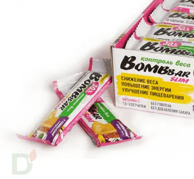 Батончик BOMBBAR SLIM Ананас и вишня (3,5угл. в 35г)