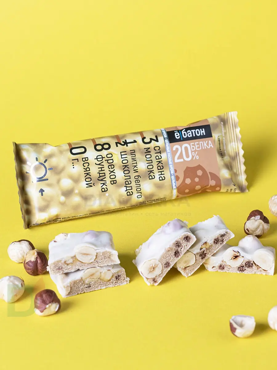 Батончик протеиновый Ё/батон "Лесной орех-Печенье" в белой глазури 40гр в Волгограде