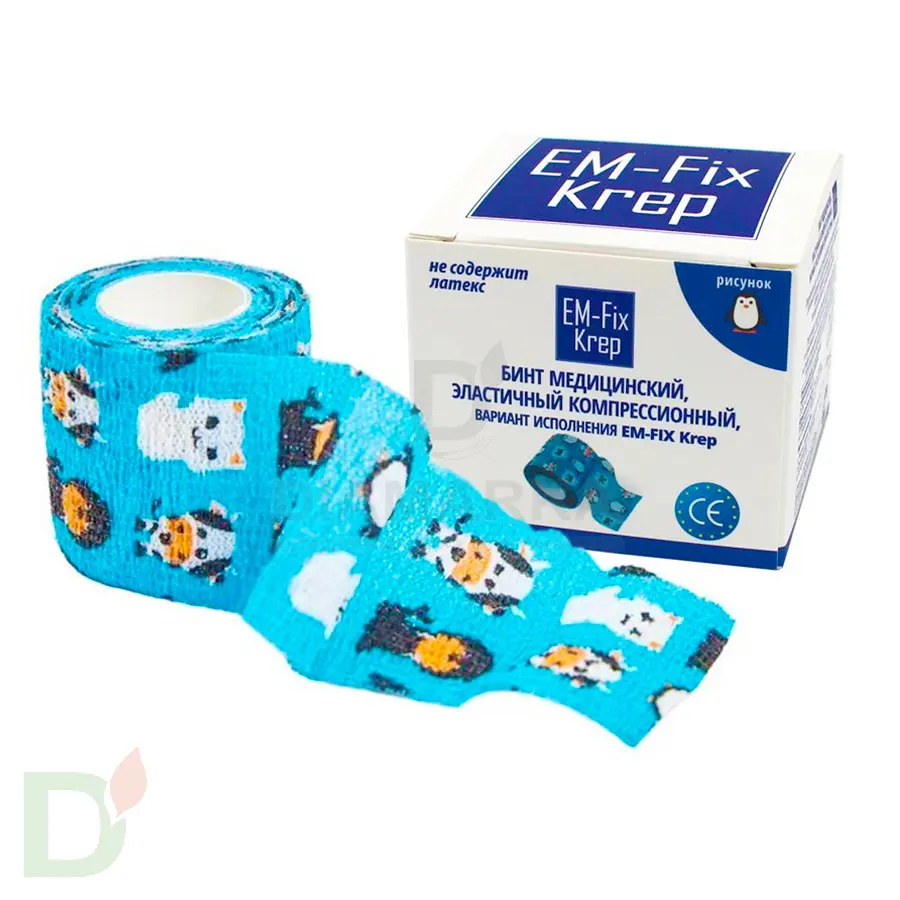 Бинт эластичный когезивный EM-fix krep Детский, 5см х 4,5м в Волгограде